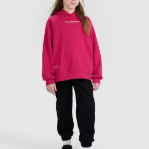 4F Bluza dresowa nierozpinana z kapturem dziewczęca - różowa 152 (11-12 lat)