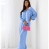 f3eaf240e053994e003fbebd1865e8d8abde2c1e Stylowy komplet z szerokimi spodniami NOYA - błękitny