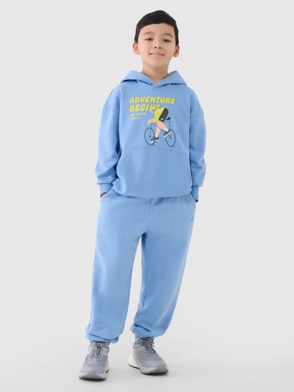 4F Bluza dresowa nierozpinana z kapturem chłopięca - niebieska 152 (11-12 lat)