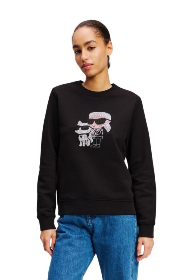 KARL LAGERFELD Czarna damska bluza z cyrkoniami Ikon Rs Duo