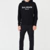BALMAIN Czarna męska bluza Printed Hoodie