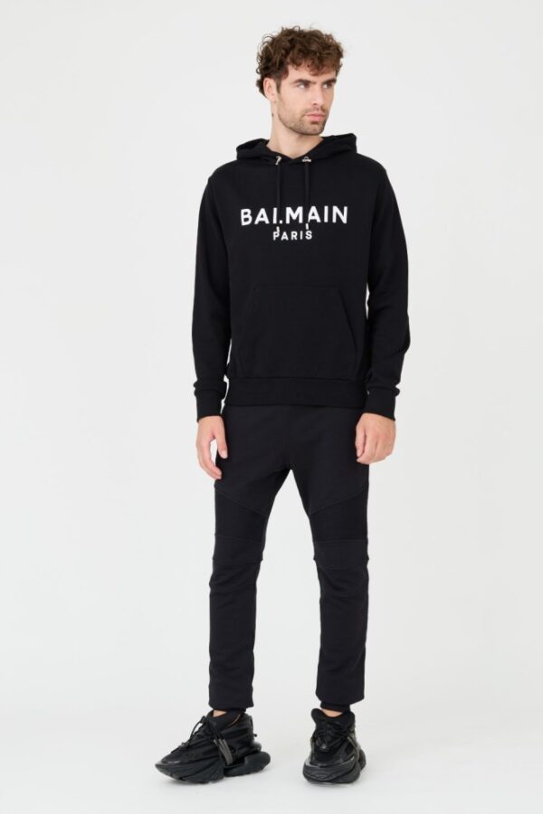 BALMAIN Czarna męska bluza Printed Hoodie