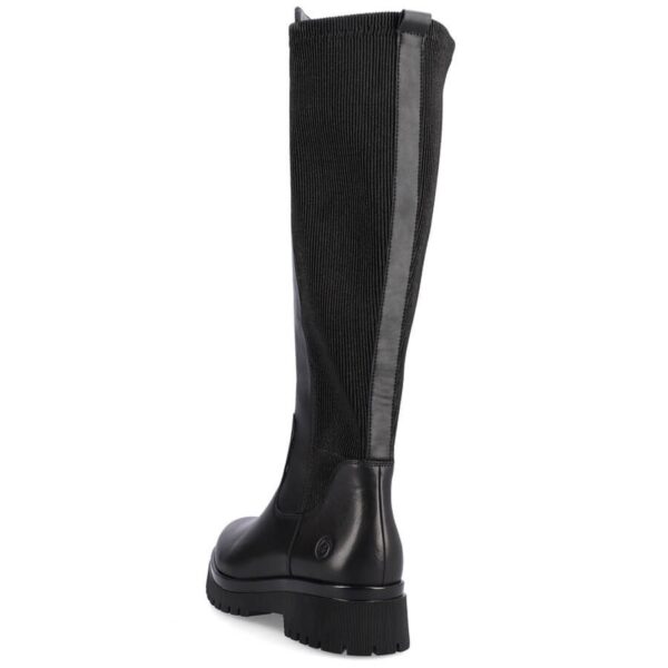 Skórzane kozaki damskie z elastyczną cholewką czarne Rieker Remonte D1B71-01