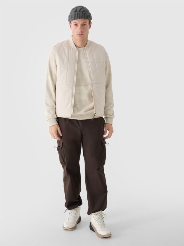 4F Bluza dresowa nierozpinana bez kaptura męska - beżowa