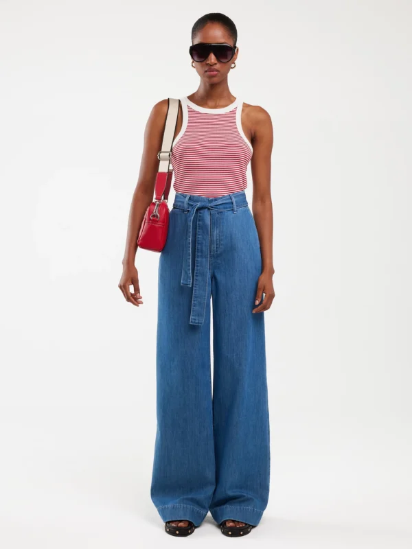 f83d4b4bddde3cb0a8e6866e8acd86196e9b0060 Jeansy damskie wide z paskiem niebieskie Julii 312