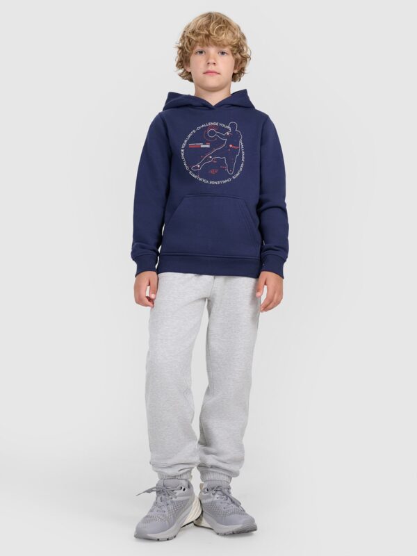 4F Bluza dresowa nierozpinana z kapturem chłopięca - granatowa 140 (9-10 lat)