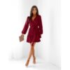 Przekładana sukienka z falbaną LURETTE - bordowa