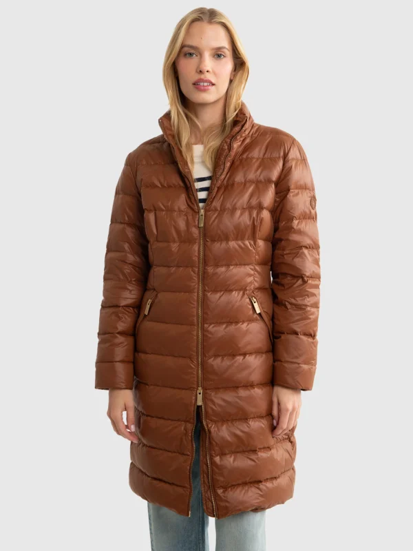 Płaszcz damski puchowy pikowany brązowy Rosabel 804