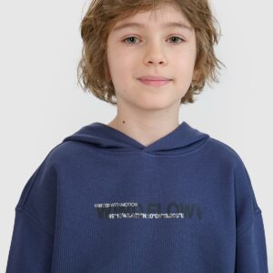 4F Bluza dresowa nierozpinana z kapturem chłopięca - szara 122 (6-7 lat)