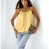 Bluzka z lyocellu na ramiączkach ROSILLA - cytrynowa