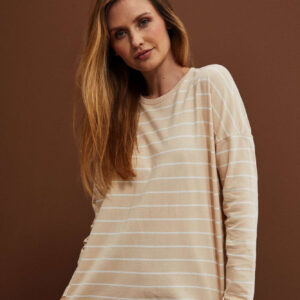 Bluza w paski beżowa