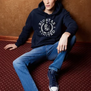 Bluza męska z kapturem granatowa Hanes 403