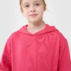 4F Bluza dresowa nierozpinana z kapturem dziewczęca - różowa 158 (12-13 lat)