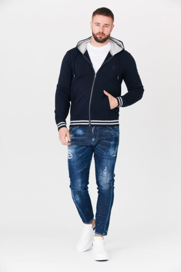 ff36e9fe6b3aa6f89cd4b5e0bc465cfcda11664f GUESS Granatowa bluza męska z kapturem na zamek