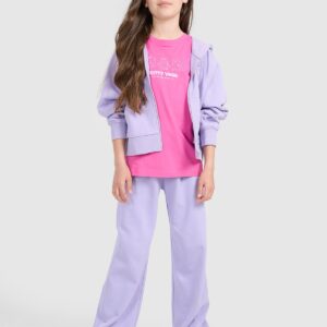 4F Bluza dresowa rozpinana z kapturem dziewczęca - fioletowa 158 (12-13 lat)