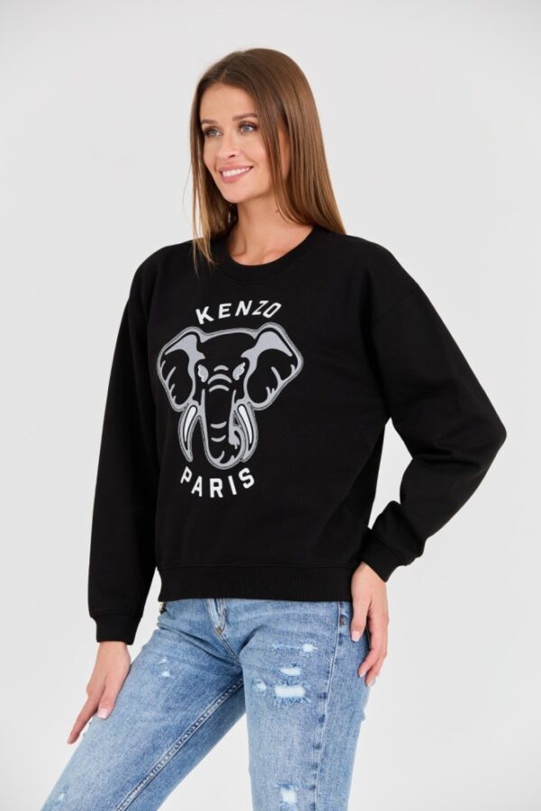 KENZO Czarna damska bluza VARSITY JUNGLE' ELEPHANT EMBRO