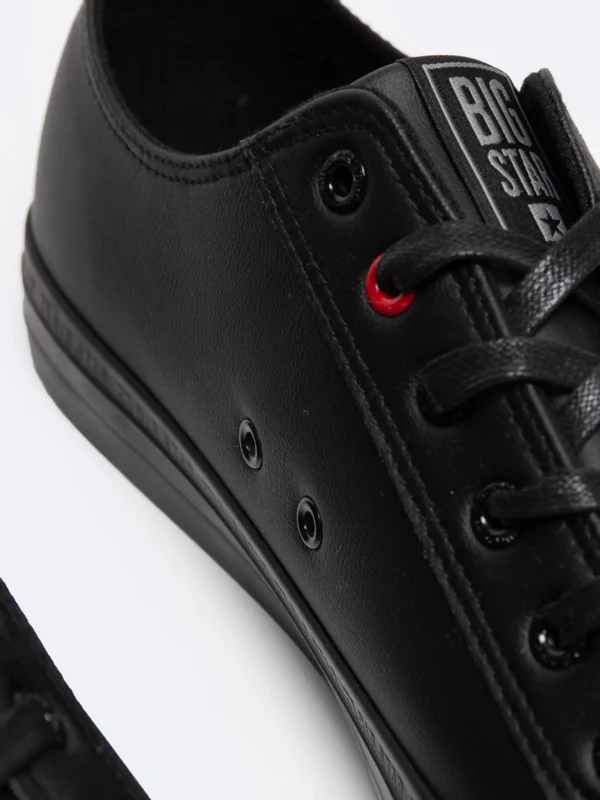 Trampki męskie ze skóry ekologicznej czarne JJ174005 906