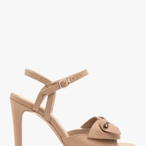 0078d6217deb64358693568ee6e87dea93100f27 Beżowe sandały z odpinaną kokardą