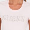 GUESS Różowy damski t-shirt bawełniany Stones Logo Tee