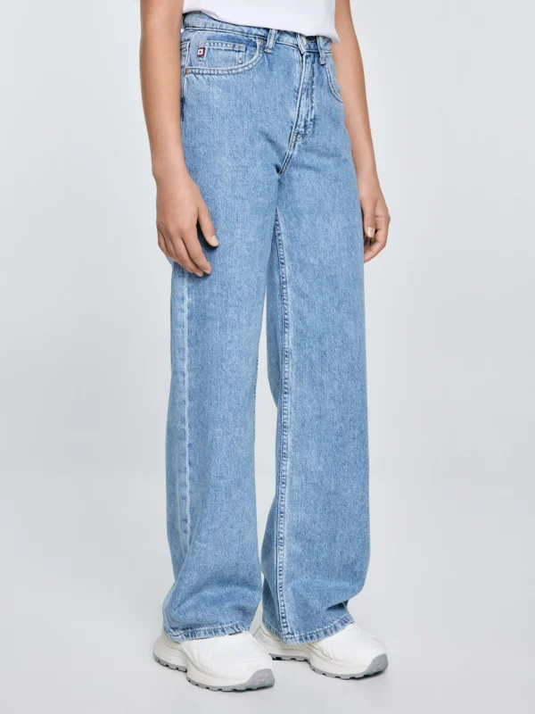 00b8cd116aef71f236a7de545a1abfc9ce1db73f Jeansy dziewczęce z szeroką nogawką niebieskie Natalie 194