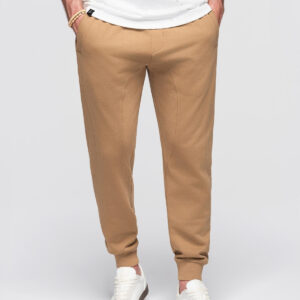 Spodnie męskie dresowe typu jogger - brązowe V2