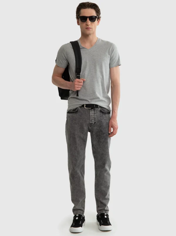 Koszulka męska v-neck z bawełny supima szara Supiclassicov 901