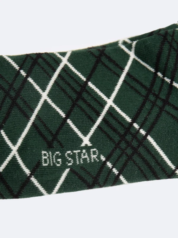 Skarpety męskie bawełniane w romby zielone Pledi 304