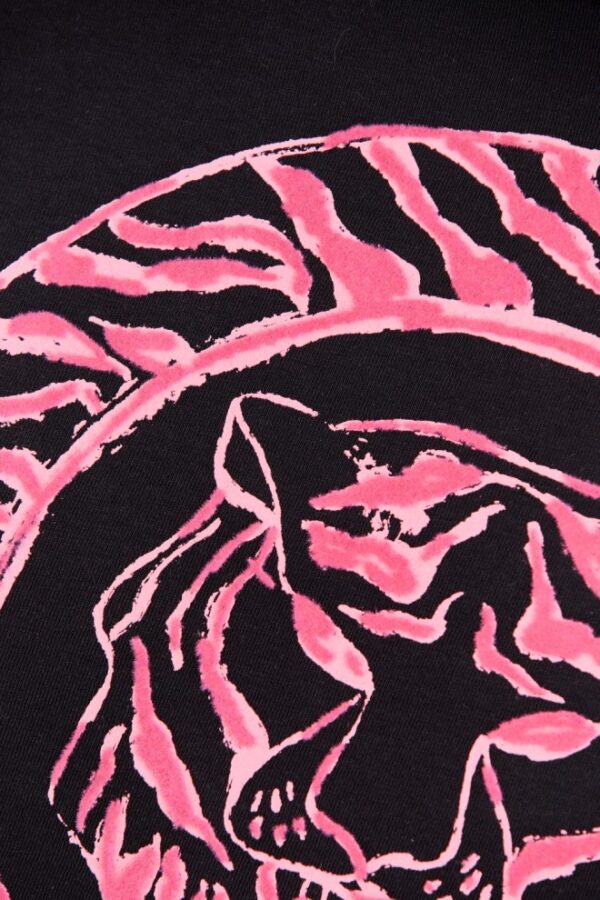 JUST CAVALLI Czarny damski t-shirt R Tiger Round Flock