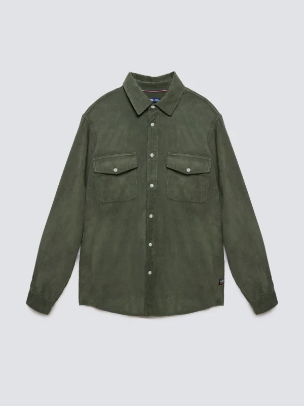 01b17a255632528c4b0af830e6ac421ebd749cc1 Koszula męska z drobnego sztruksu khaki Cordwis 303