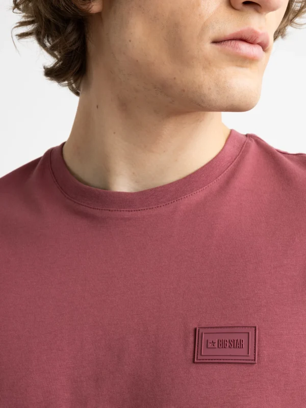 Koszulka męska z naszywką na piersi ciemnoróżowa Arriser 602