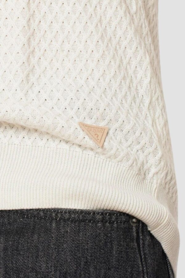 GUESS Beżowy sweter męski Davin Cn Ls