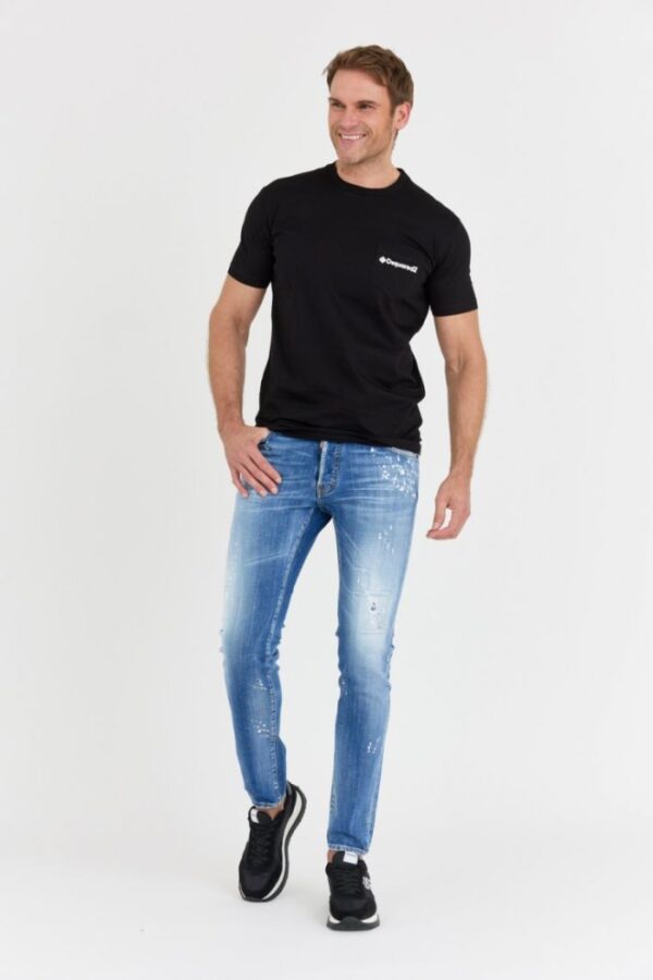 DSQUARED2 Czarny t-shit męski z kieszonką mini gummy