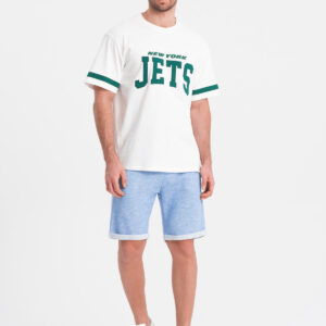 0360031f3cd3e0d9185932f37b70da4902ee9ec2 Spodenki męskie z tkaniny melanżowej LOOSE FIT - jasnoniebieskie V1