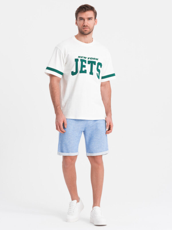 Spodenki męskie z tkaniny melanżowej LOOSE FIT - jasnoniebieskie V1