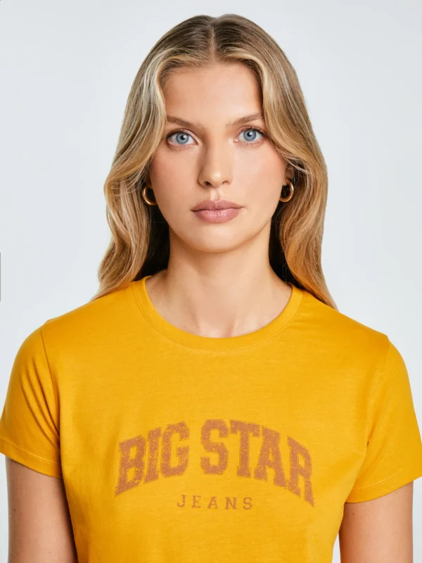 Koszulka damska bawełniana z logo BIG STAR żółta Ramila 201
