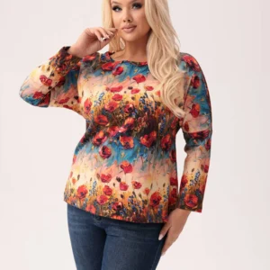 0572f9fa7ab27b6934f85a730512c95d9b6bd236 Dresowa bluzka Flora w kwiatowy print PLUS