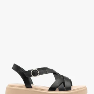 Czarne sandały damskie z platformą