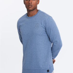 Melanżowa bluza dresowa męska z wyszywanym logotypem – indygo V4