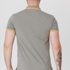 GUESS Khaki męska koszulka polo z wyszywanym logo