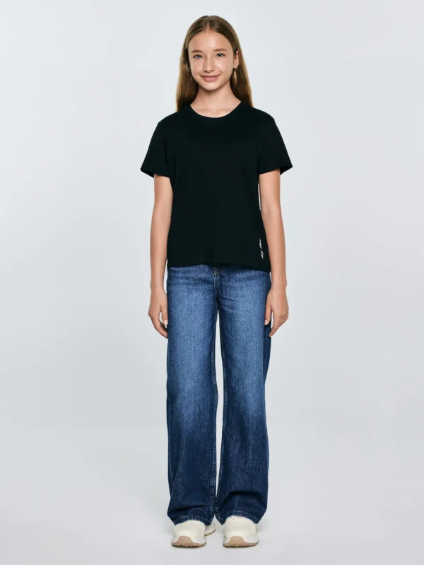 Koszulka dziewczęca z krótkim rękawem czarna Basseca 906