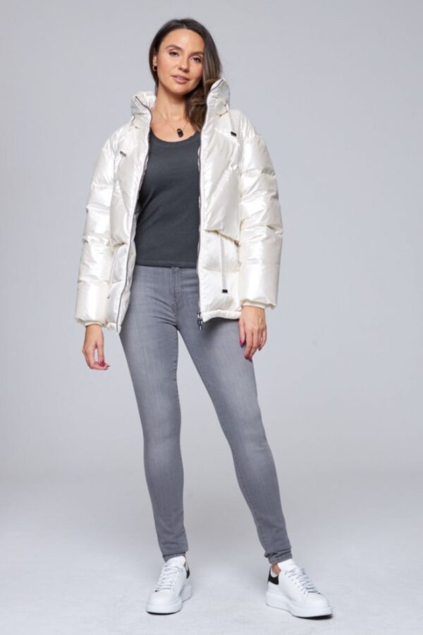 DIEGO M Ecru kurtka puchowa damska, Rozmiar 40 EU - 44 IT