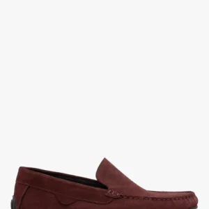 Bordowe mokasyny męskie z weluru