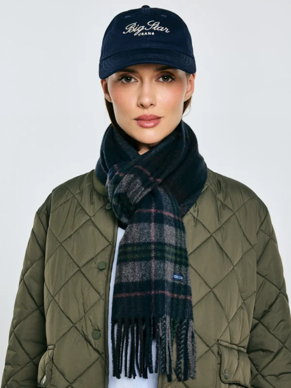 Szal w kratę granatowy Remi 403