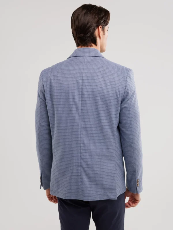 Marynarka męska w delikatną kratę niebieska Gregon 401