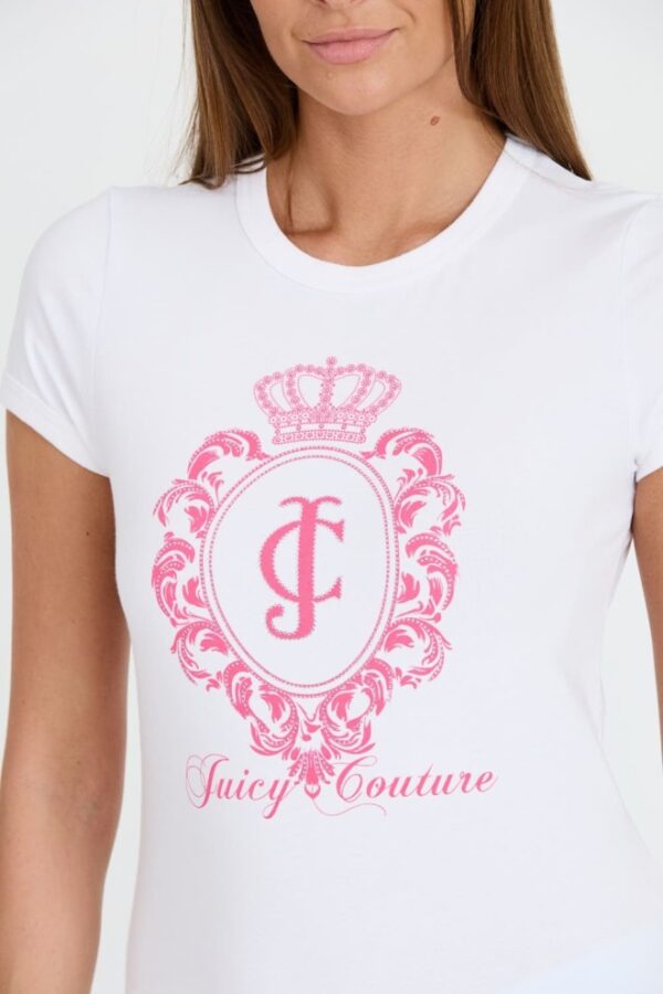 JUICY COUTURE Biały damski t-shirt Heritage Crest Fitted