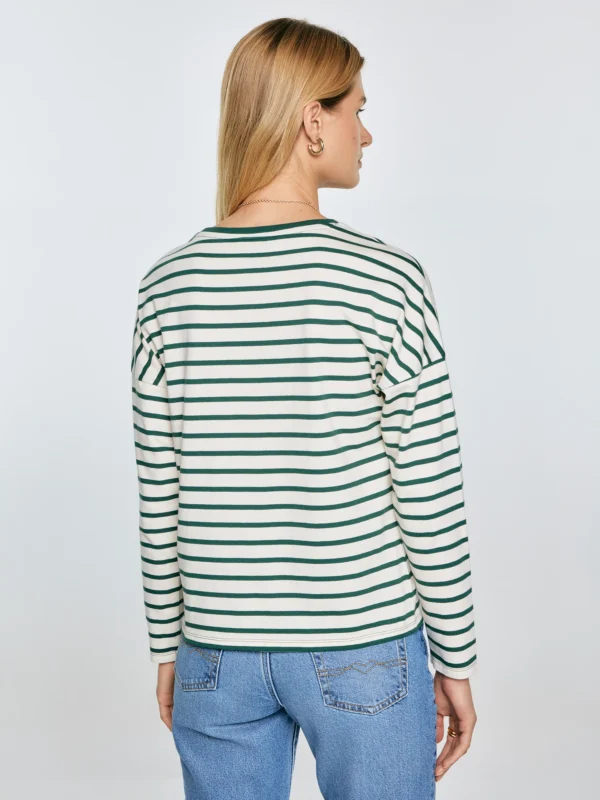 Bluzka damska w paski beżowo-zielone Alerra 304