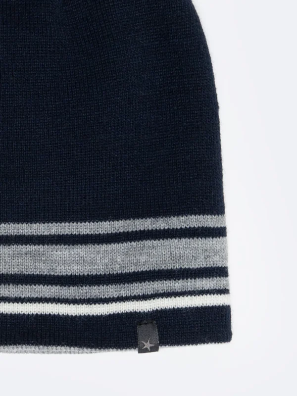 Czapka męska granatowa z szarym akcentem granatowa Double 403