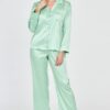 JUICY COUTURE Zielone satynowe spodnie piżamowe damskie w logo