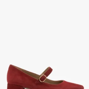 Bordowe czółenka na niskim klocku