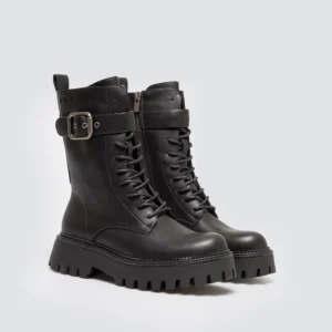 Trapery damskie ze skóry ekologicznej czarne OO274137 906